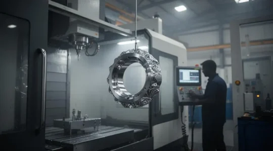 Ligne de production industrielle moderne symbolisant la precision et la reduction des defauts grace a la methode Six Sigma
