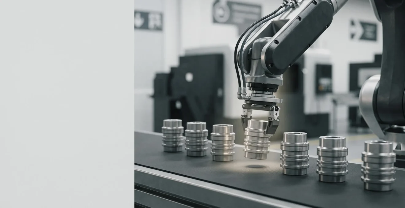Ligne de production industrielle de précision illustrant la réduction de la variabilité des processus pour garantir la conformité