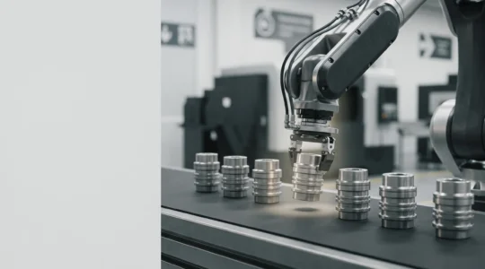 Ligne de production industrielle de précision illustrant la réduction de la variabilité des processus pour garantir la conformité